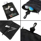 Golf Accessory Pouch - Multi Pocket Clip Zipper with Hook to Bag/Golf Accessories Durable Nylon Holder